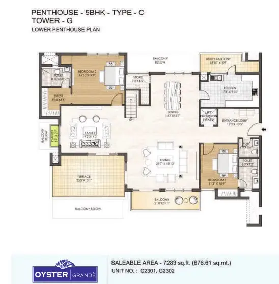 Adani M2K Oyster Grande penthouse plan 1