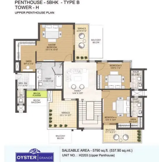 Adani M2K Oyster Grande penthouse plan 2