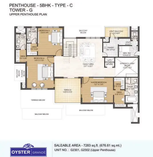 Adani M2K Oyster Grande penthouse plan 2