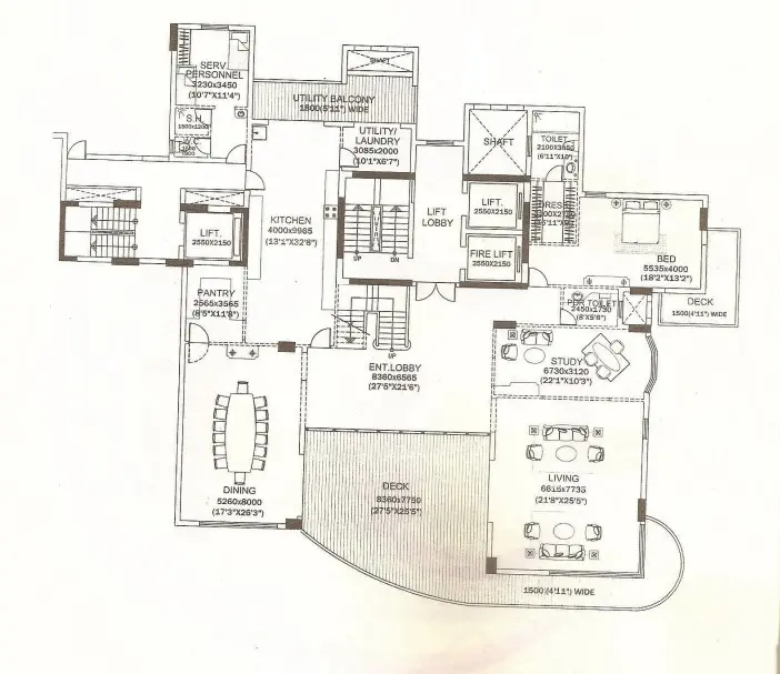 DLF The Magnolias penthouse plan 1