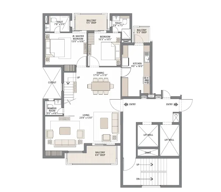 Emaar Gurgaon Greens penthouse plan 1